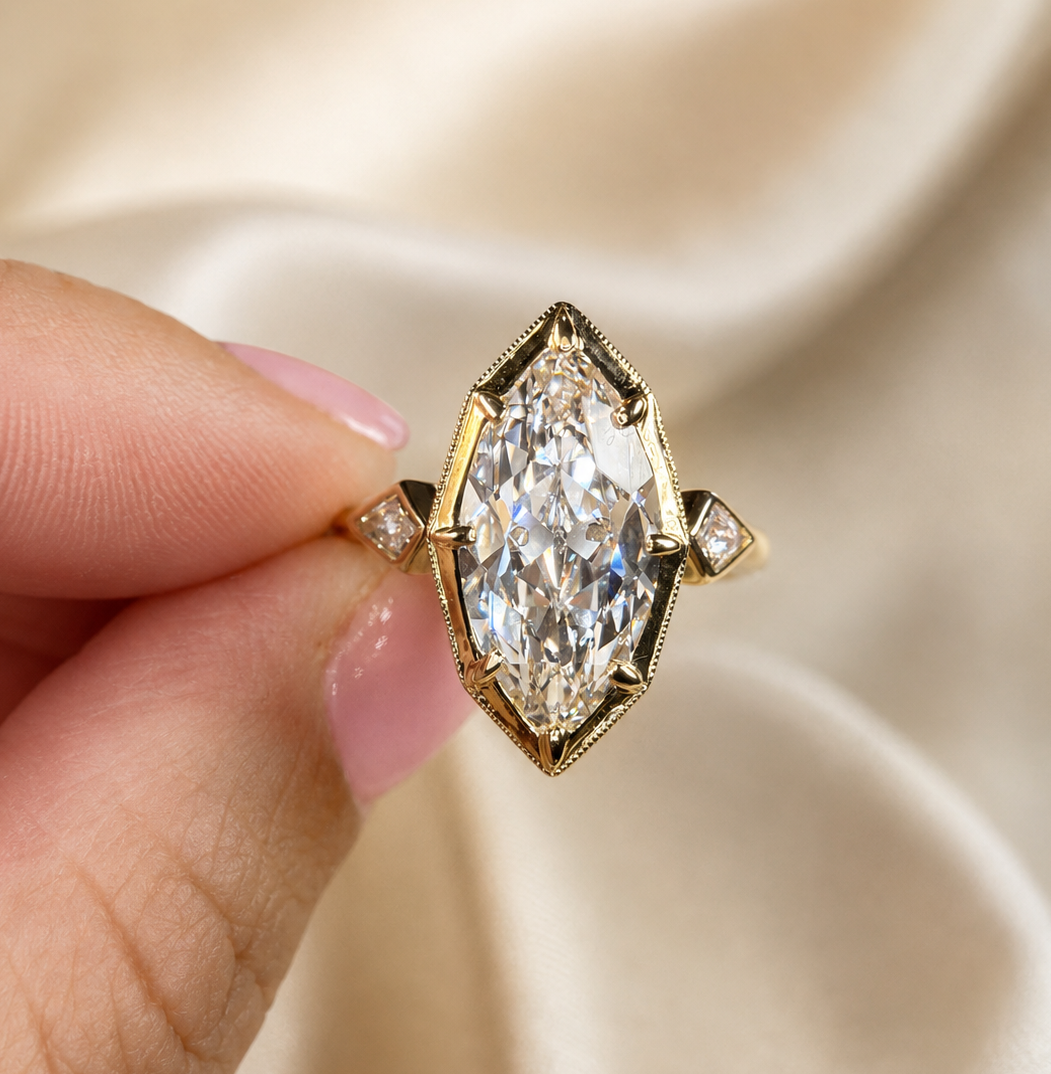 4.20 Carat Marquise Cut Vintage Inspired Diamond Ring